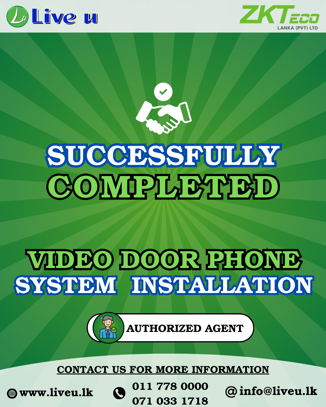 ZKTeco Video Door Phone System Installation Successfully Completed – Live U (PVT) Ltd, Authorized Agent in Sri Lanka